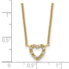 Cheryl M Sterling Silver Gold-plated Polished CZ Open Heart 16 Inch with 2 Inch Extension Necklace QCM1901Y-16