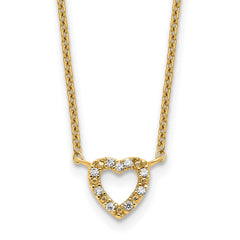 Cheryl M Sterling Silver Gold-plated Polished CZ Open Heart 16 Inch with 2 Inch Extension Necklace QCM1901Y-16