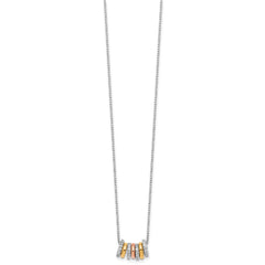Cheryl M Sterling Silver Rhodium Rose and Yellow Gold-plated Polished CZ Circles 16 Inch with 2 Inch Extension Necklace QCM1902-16