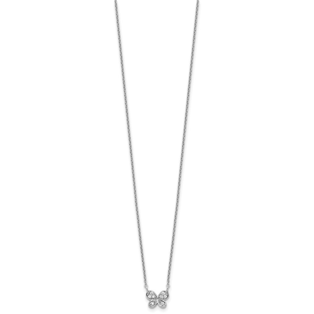 Cheryl M Sterling Silver Rhodium-plated Polished CZ Butterfly 16 Inch with 2 Inch Extension Necklace QCM1904-16