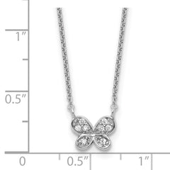 Cheryl M Sterling Silver Rhodium-plated Polished CZ Butterfly 16 Inch with 2 Inch Extension Necklace QCM1904-16