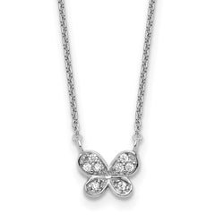 Cheryl M Sterling Silver Rhodium-plated Polished CZ Butterfly 16 Inch with 2 Inch Extension Necklace QCM1904-16