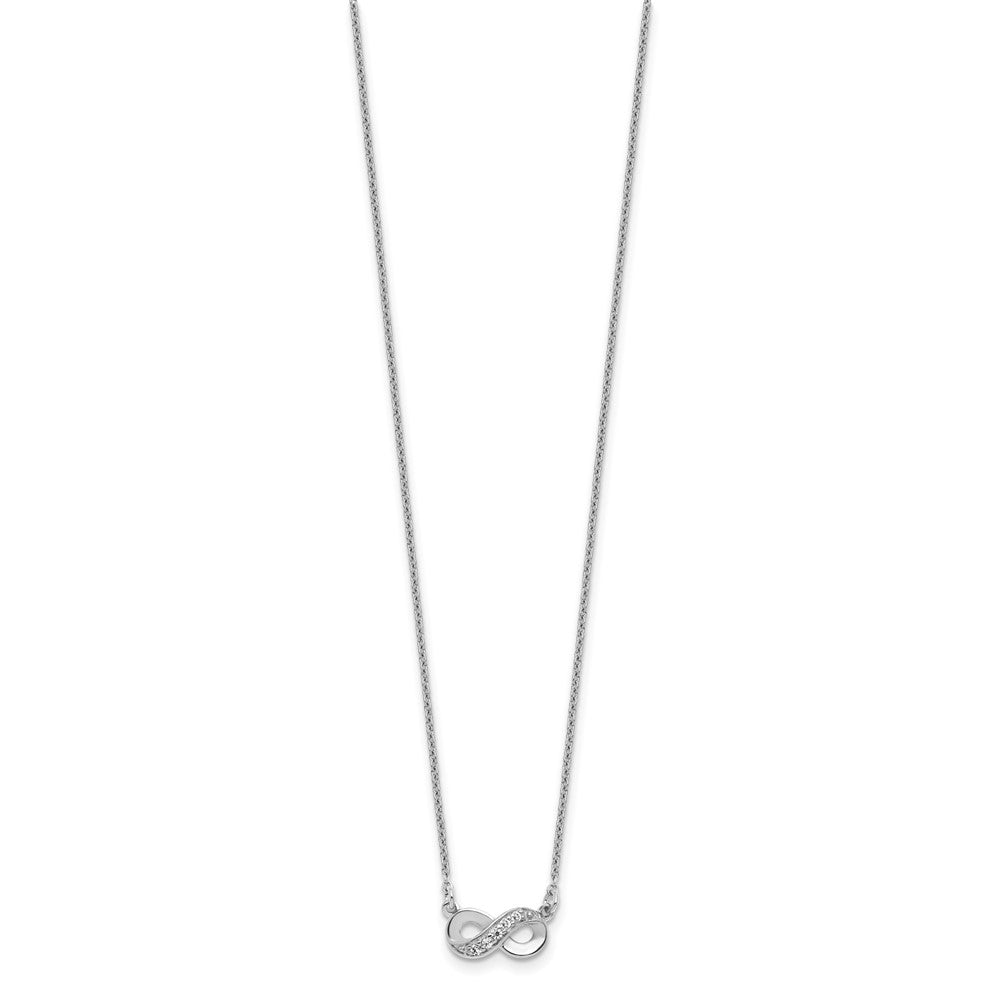 Cheryl M Sterling Silver Rhodium-plated Polished CZ Infinity 16 Inch with 2 Inch Extension Necklace QCM1905-16