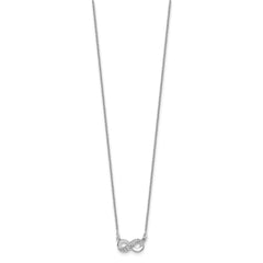 Cheryl M Sterling Silver Rhodium-plated Polished CZ Infinity 16 Inch with 2 Inch Extension Necklace QCM1905-16