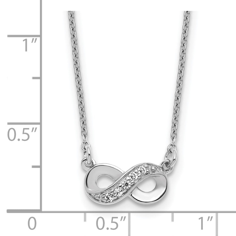 Cheryl M Sterling Silver Rhodium-plated Polished CZ Infinity 16 Inch with 2 Inch Extension Necklace QCM1905-16