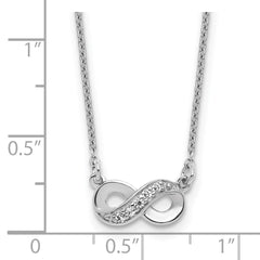 Cheryl M Sterling Silver Rhodium-plated Polished CZ Infinity 16 Inch with 2 Inch Extension Necklace QCM1905-16