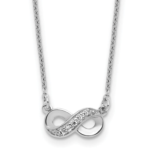 Cheryl M Sterling Silver Rhodium-plated Polished CZ Infinity 16 Inch with 2 Inch Extension Necklace QCM1905-16
