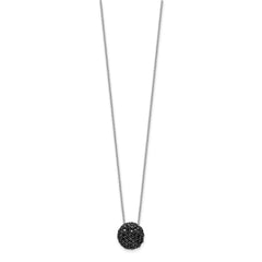 Cheryl M Sterling Silver Hematite and Rhodium-plated Polished Black CZ Circle 16 Inch with 2 Inch Extension Necklace QCM1910-16