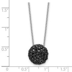Cheryl M Sterling Silver Hematite and Rhodium-plated Polished Black CZ Circle 16 Inch with 2 Inch Extension Necklace QCM1910-16
