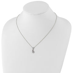 Cheryl M Sterling Silver Rhodium-plated Polished and Enameled Black and White CZ Giraffe 16 Inch with 2 Inch Extension Necklace QCM1915-16