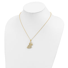 Cheryl M Sterling Silver Gold-plated Polished CZ Butterfly 16 Inch with 2 Inch Extension Necklace QCM1916Y-16