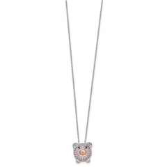 Cheryl M Sterling Silver Rhodium and Rose Gold-plated Polished Multicolor CZ Pig 16 Inch with 2 Inch Extension Necklace QCM1918-16