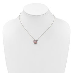 Cheryl M Sterling Silver Rhodium and Rose Gold-plated Polished Multicolor CZ Pig 16 Inch with 2 Inch Extension Necklace QCM1918-16