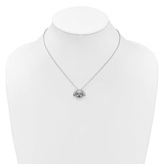 Cheryl M Sterling Silver Rhodium-plated Polished and Enameled Black and White CZ Dog 16 Inch with 2 Inch Extension Necklace QCM1919-16