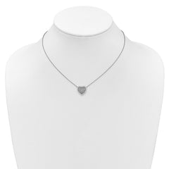 Cheryl M Sterling Silver Rhodium-plated Polished Filigree CZ Heart 16 Inch with 2 Inch Extension Necklace QCM1922-16
