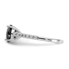 Cheryl M Sterling Silver Rhodium-plated Polished Black and White CZ Ring