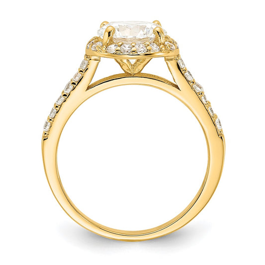 Cheryl M Sterling Silver Gold-plated Polished CZ Round Halo Ring