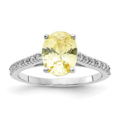 Cheryl M Sterling Silver Rhodium-plated Polished Oval Yellow and White CZ Ring
