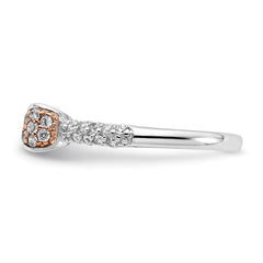 Cheryl M Sterling Silver Rhodium and Rose Gold-plated Polished CZ Bow Ring