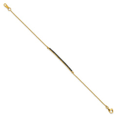 Cheryl M Sterling Silver Hematite and Gold-plated Polished and Beaded Black CZ Bar 7 Inch Bracelet QCM1958-7