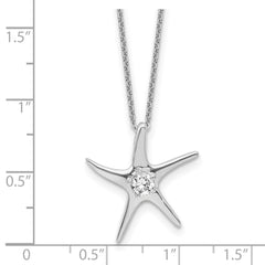 Cheryl M Sterling Silver Rhodium-plated Polished CZ Starfish 16 Inch with 2 Inch Extension Necklace QCM1963-16