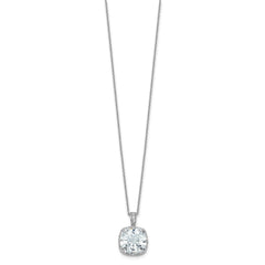 Cheryl M Sterling Silver Rhodium-plated Polished Fancy Gallery Cushion-cut CZ 18 Inch Necklace QCM1964-18