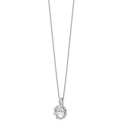 Cheryl M Sterling Silver Rhodium-plated Polished Fancy Gallery Cushion-cut CZ 18 Inch Necklace QCM1964-18