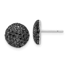 QCM1966 Cheryl M Sterling Silver Rhodium-plated with Black Rhodium Polished Black CZ Cluster Circle Post Earrings