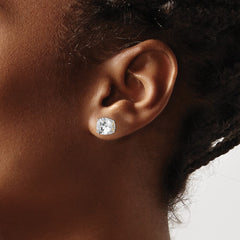 QCM232 Cheryl M Sterling Silver Rhodium-plated with Gold-plated Accent Brilliant-cut 8mm CZ Stud Post Earrings