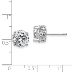 QCM246 Cheryl M Sterling Silver Rhodium-plated Brilliant-cut CZ 8mm Stud Post Earrings