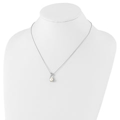 Cheryl M Sterling Silver Rhodium-plated Freshwater Cultured Pearl and Brilliant-cut CZ Swirl 18 Inch Necklace QCM278-18