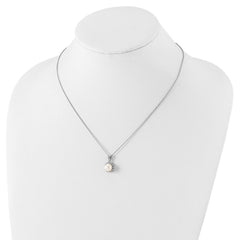 Cheryl M Sterling Silver Rhodium-plated Freshwater Cultured Pearl and Brilliant-cut CZ 18 Inch Necklace QCM285-18