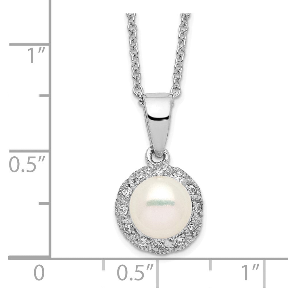 Cheryl M Sterling Silver Rhodium-plated Freshwater Cultured Pearl and Brilliant-cut CZ 18 Inch Necklace QCM285-18
