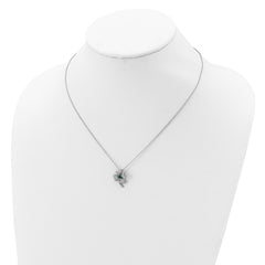 Cheryl M Sterling Silver Rhodium-plated Brilliant-cut Green Glass and Brilliant-cut White CZ Four Leaf Clover 18 Inch Necklace QCM367-18