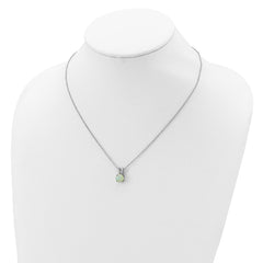 Cheryl M Sterling Silver Rhodium-plated Cabochon Lab Created Opal and Brilliant-cut CZ Split Bail 18 Inch Necklace QCM376-18