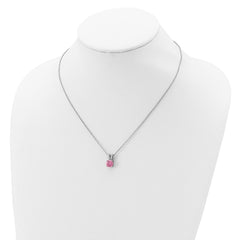 Cheryl M Sterling Silver Rhodium-plated Pink and White Brilliant-cut CZ Split Bail 18 Inch Necklace QCM495-18