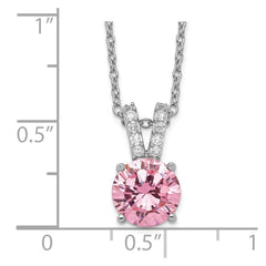 Cheryl M Sterling Silver Rhodium-plated Pink and White Brilliant-cut CZ Split Bail 18 Inch Necklace QCM495-18