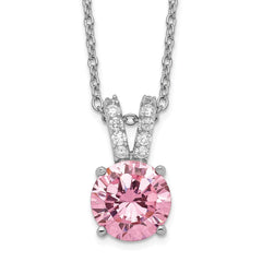 Cheryl M Sterling Silver Rhodium-plated Pink and White Brilliant-cut CZ Split Bail 18 Inch Necklace QCM495-18