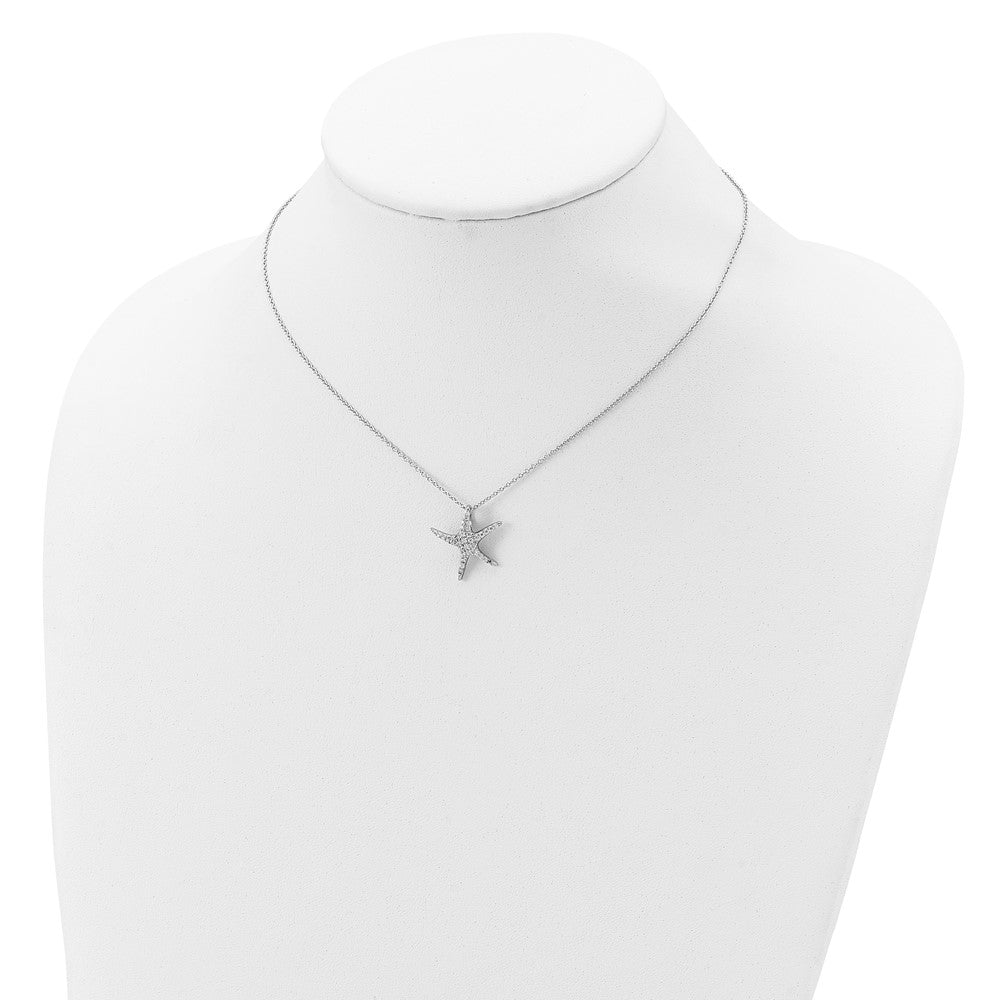 Cheryl M Sterling Silver Rhodium-plated Brilliant-cut CZ Starfish 18 Inch Necklace QCM577-18
