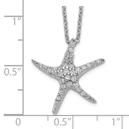 Cheryl M Sterling Silver Rhodium-plated Brilliant-cut CZ Starfish 18 Inch Necklace QCM577-18