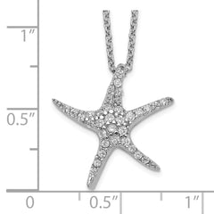 Cheryl M Sterling Silver Rhodium-plated Brilliant-cut CZ Starfish 18 Inch Necklace QCM577-18