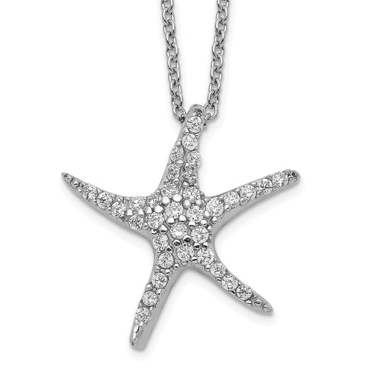 Cheryl M Sterling Silver Rhodium-plated Brilliant-cut CZ Starfish 18 Inch Necklace QCM577-18