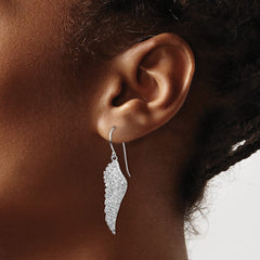 QCM700 Cheryl M Sterling Silver Rhodium-plated Brilliant-cut CZ Angel Wing Shepherd Hook Dangle Earrings