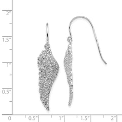 QCM700 Cheryl M Sterling Silver Rhodium-plated Brilliant-cut CZ Angel Wing Shepherd Hook Dangle Earrings