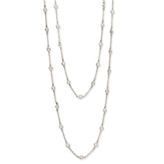 Cheryl M Sterling Silver Rhodium-plated Brilliant-cut Round CZ 42 Station 36 Inch Necklace QCM701-36
