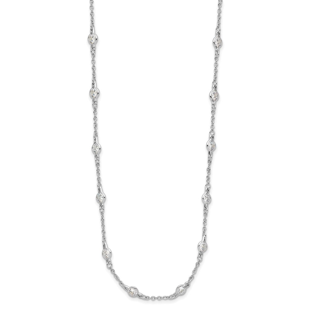 Cheryl M Sterling Silver Rhodium-plated Brilliant-cut Round CZ 42 Station 36 Inch Necklace QCM701-36