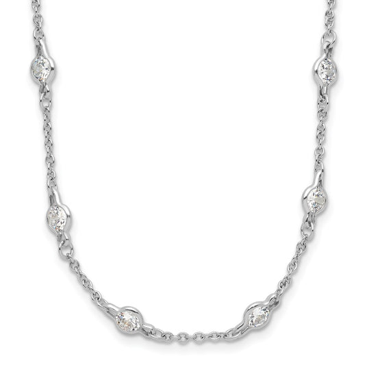 Cheryl M Sterling Silver Rhodium-plated Brilliant-cut Round CZ 42 Station 36 Inch Necklace QCM701-36