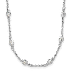 Cheryl M Sterling Silver Rhodium-plated Brilliant-cut Round CZ 42 Station 36 Inch Necklace QCM701-36
