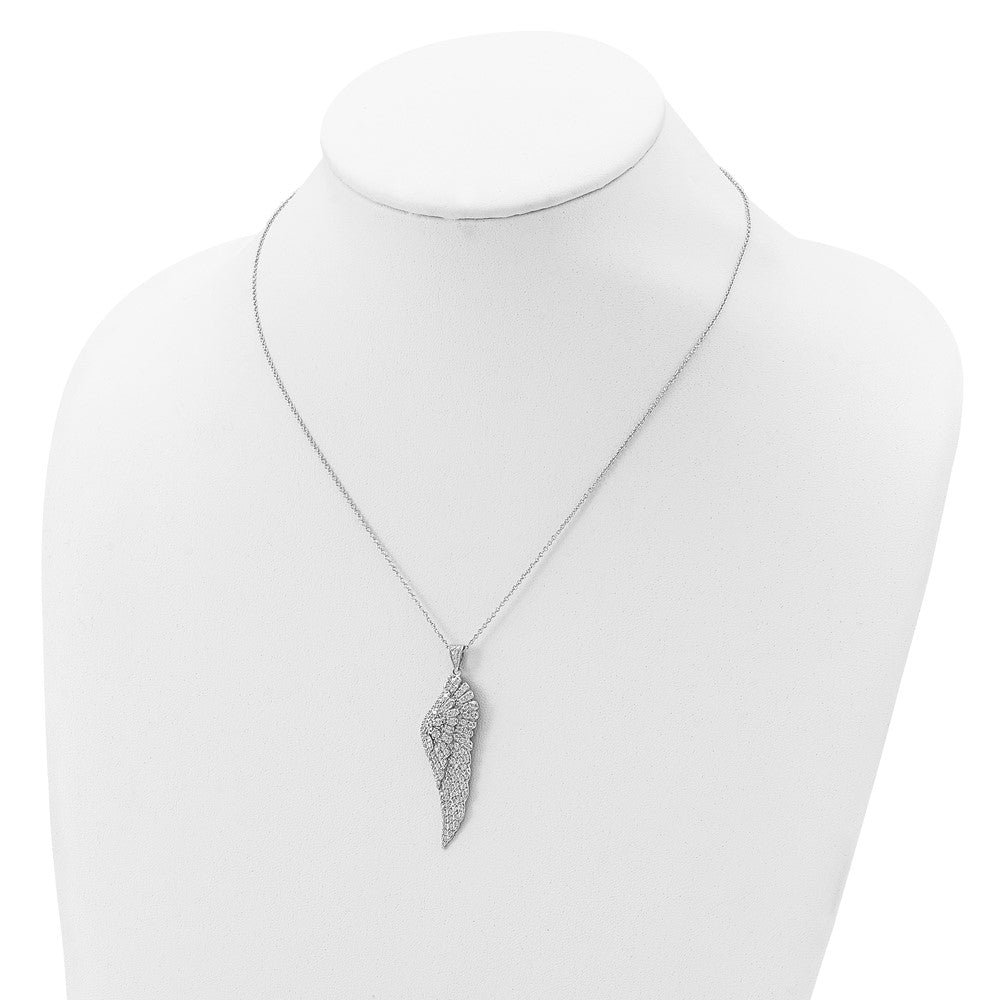 Cheryl M Sterling Silver Rhodium-plated Brilliant-cut CZ Angel Wing 18 Inch Necklace QCM703-18