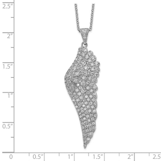 Cheryl M Sterling Silver Rhodium-plated Brilliant-cut CZ Angel Wing 18 Inch Necklace QCM703-18